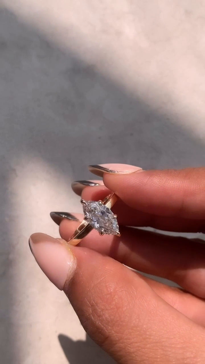 Katherine Marquise Solitaire Moissanite Engagement Ring