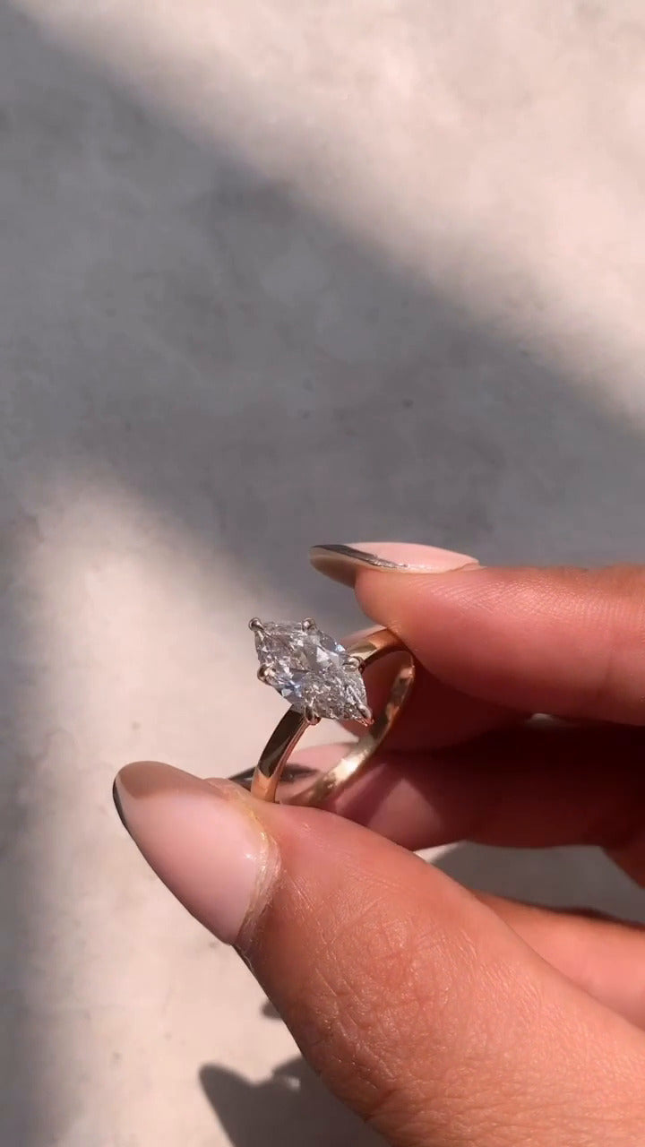 Katherine Marquise Solitaire Moissanite Engagement Ring