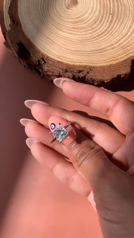 Katherine Princess Solitaire Moissanite Engagement Ring