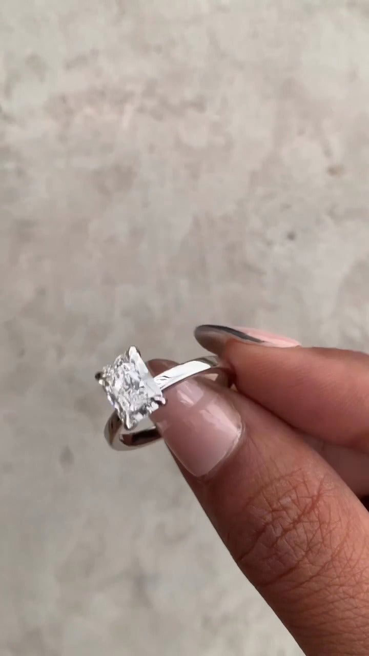 Katherine Radiant Solitaire Moissanite Engagement Ring