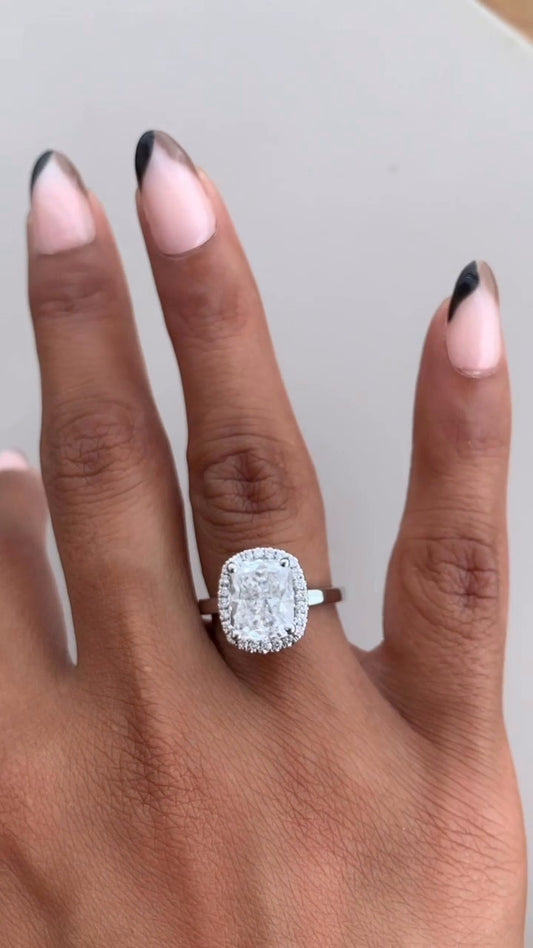 Katya Cushion Halo Moissanite Engagement Ring