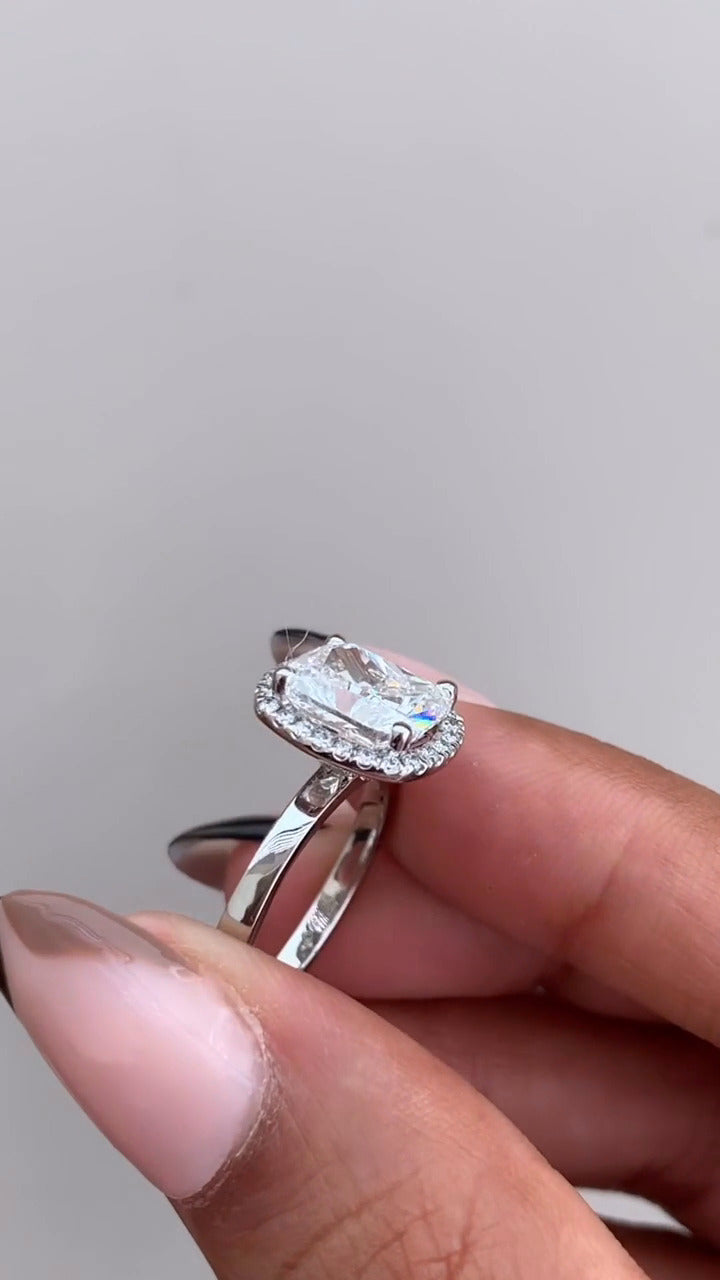 Katya Cushion Halo Moissanite Engagement Ring