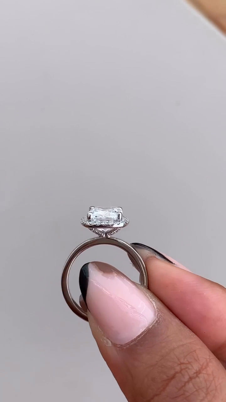 Katya Cushion Halo Moissanite Engagement Ring