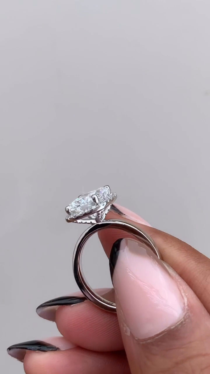 Katya Cushion Halo Moissanite Engagement Ring