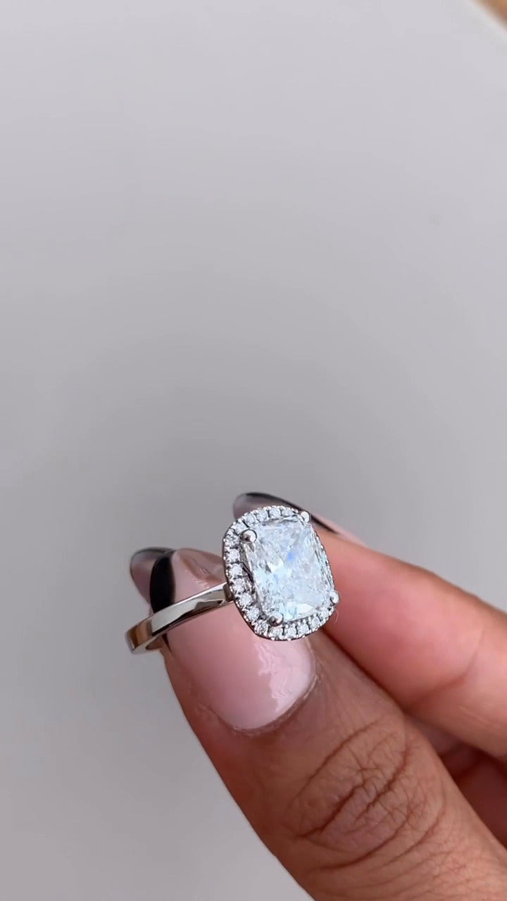 Katya Cushion Halo Moissanite Engagement Ring