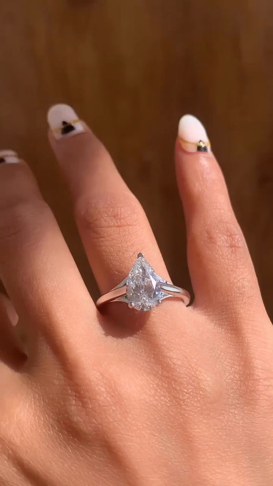 Lavinia Pear Solitaire Moissanite Engagement Ring