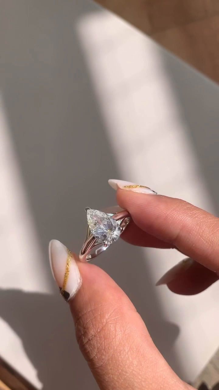 Lavinia Pear Solitaire Moissanite Engagement Ring