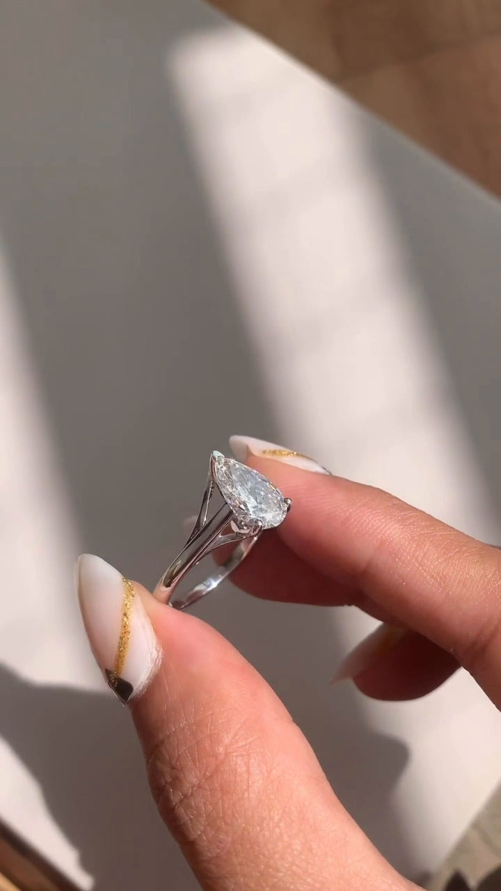 Lavinia Pear Solitaire Moissanite Engagement Ring