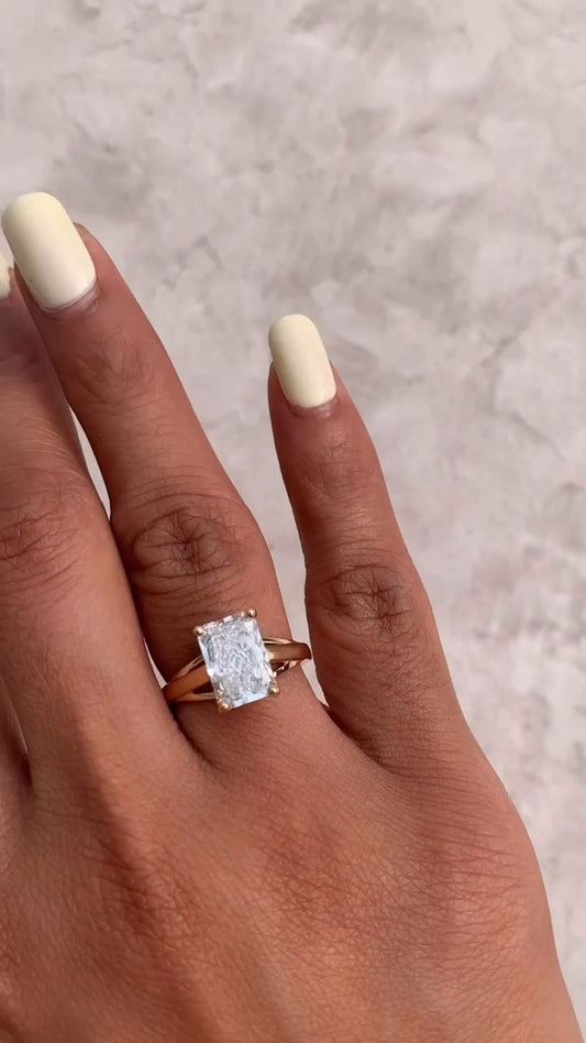 Lavinia Radiant Solitaire Moissanite Engagement Ring