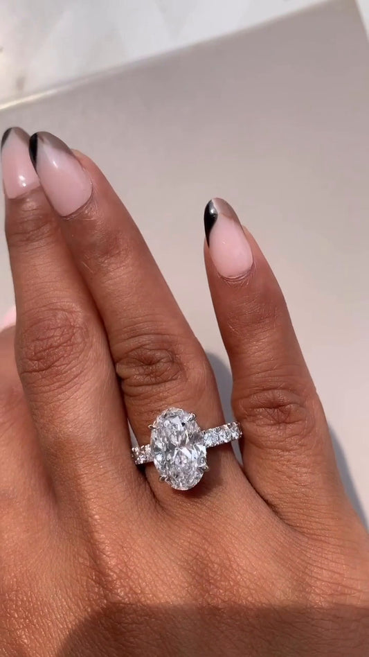 Leandra Oval Hidden Halo Moissanite Engagement Ring