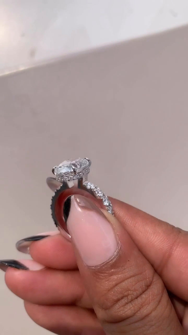 Leandra Oval Hidden Halo Moissanite Engagement Ring