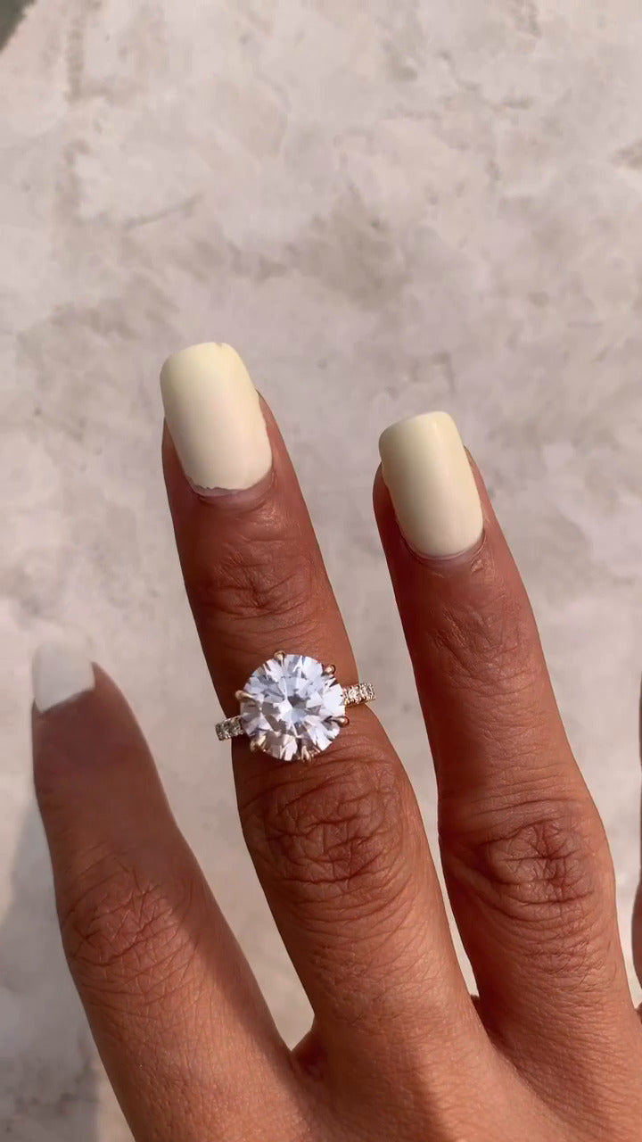 Leandra Round Hidden Halo Moissanite Engagement Ring