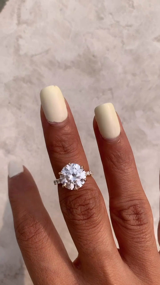Leandra Round Hidden Halo Moissanite Engagement Ring