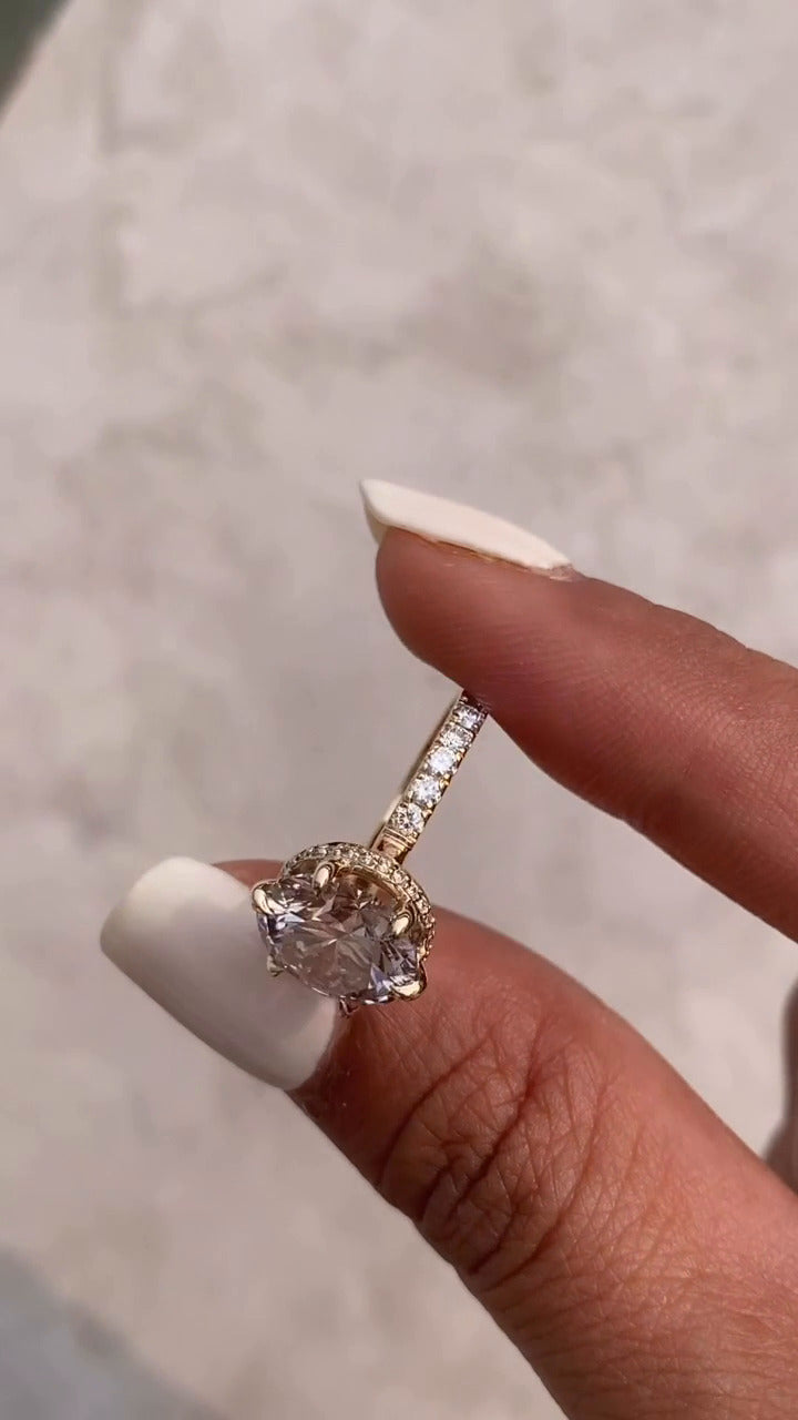 Leandra Round Hidden Halo Moissanite Engagement Ring