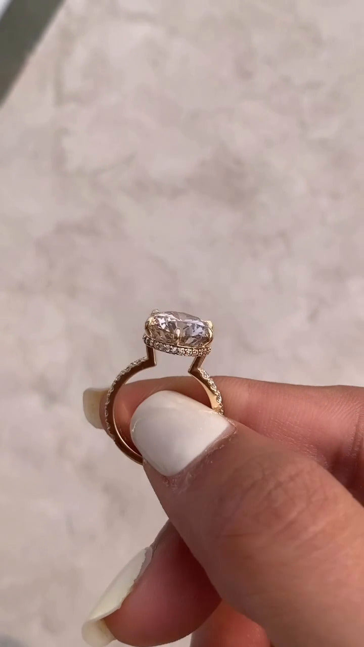 Leandra Round Hidden Halo Moissanite Engagement Ring