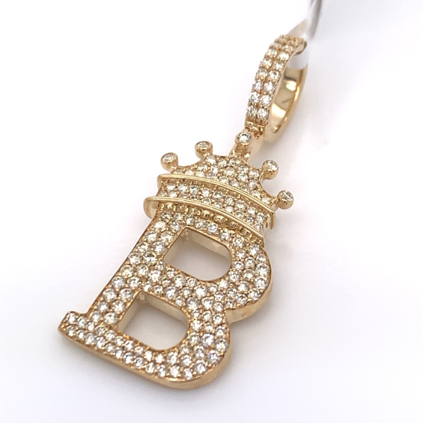 1.30 CT Moissanite Iced Out Letter "B" King Crown Pendant