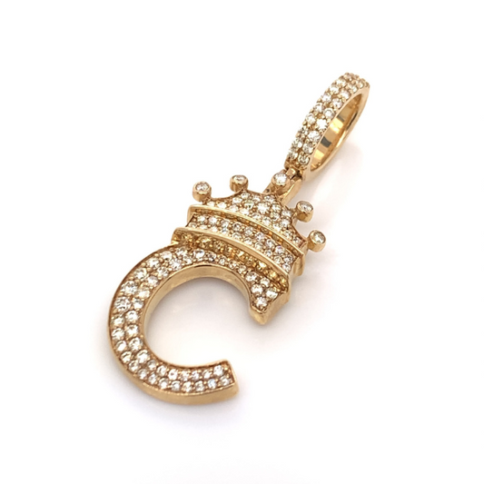 1.30 CT Moissanite Iced Out Letter "C" King Crown Pendant