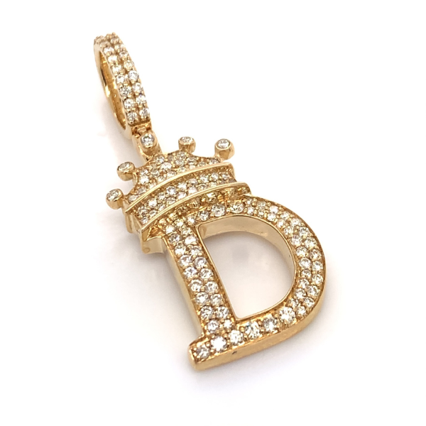 1.30 CT Moissanite Iced Out Letter "D" King Crown Pendant