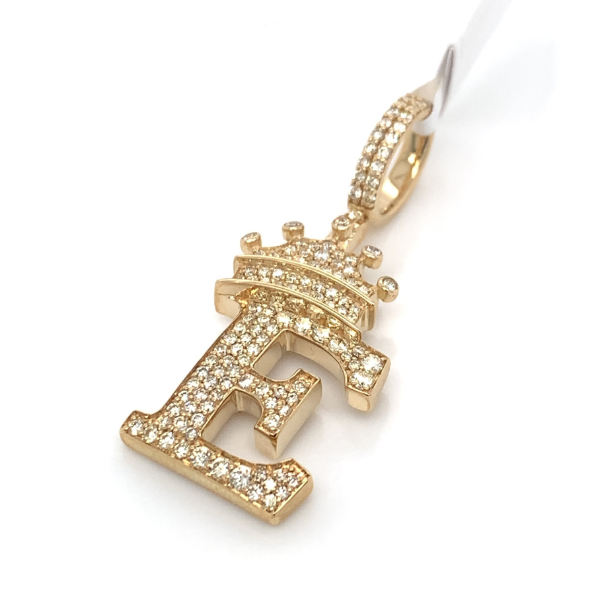 1.30 CT Moissanite Iced Out Letter "E" King Crown Pendant