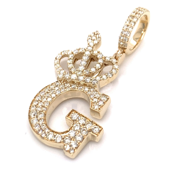 1.30 CT Moissanite Iced Out Letter "G" Queen Crown Pendant