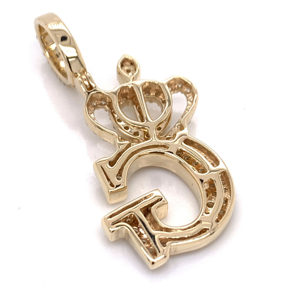 1.30 CT Moissanite Iced Out Letter "G" Queen Crown Pendant