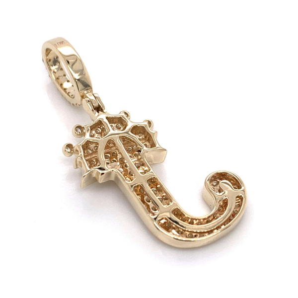 1.30 CT Moissanite Iced Out Letter "J" King Crown Pendant