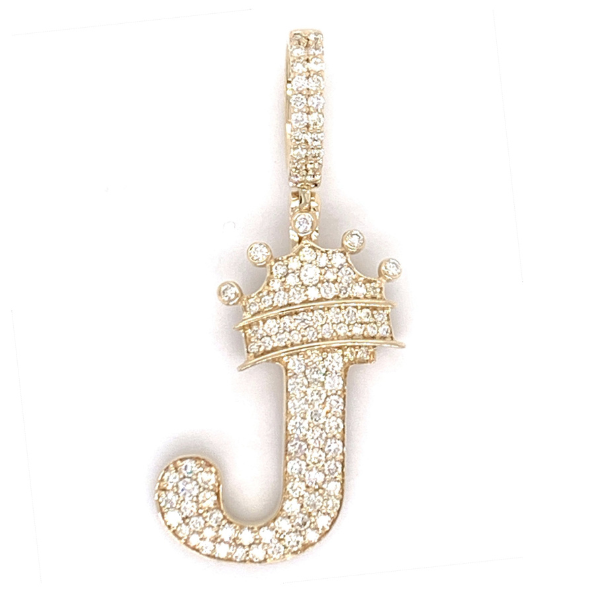 1.30 CT Moissanite Iced Out Letter "J" King Crown Pendant