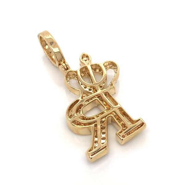 1.30 CT Moissanite Iced Out Letter "R" Queen Crown Pendant