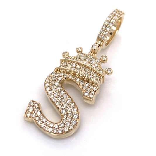1.30 CT Moissanite Iced Out Letter "S" King Pendant