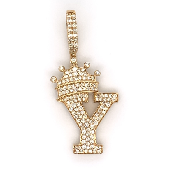1.30 CT Moissanite Iced Out Letter "Y" King Crown Pendant
