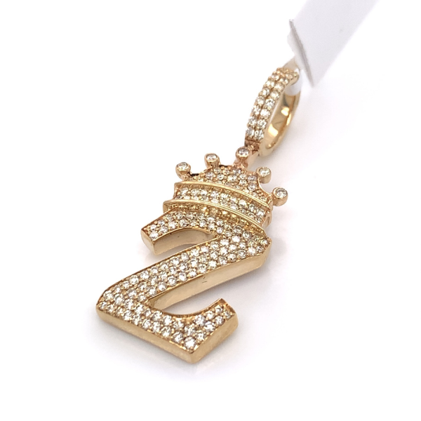 1.30 CT Moissanite Iced Out Letter "Z" King Crown Pendant