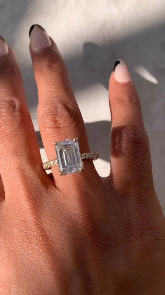 Liviana Emerald Hidden Halo Moissanite Engagement Ring