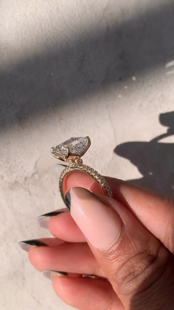 Liviana Emerald Hidden Halo Moissanite Engagement Ring