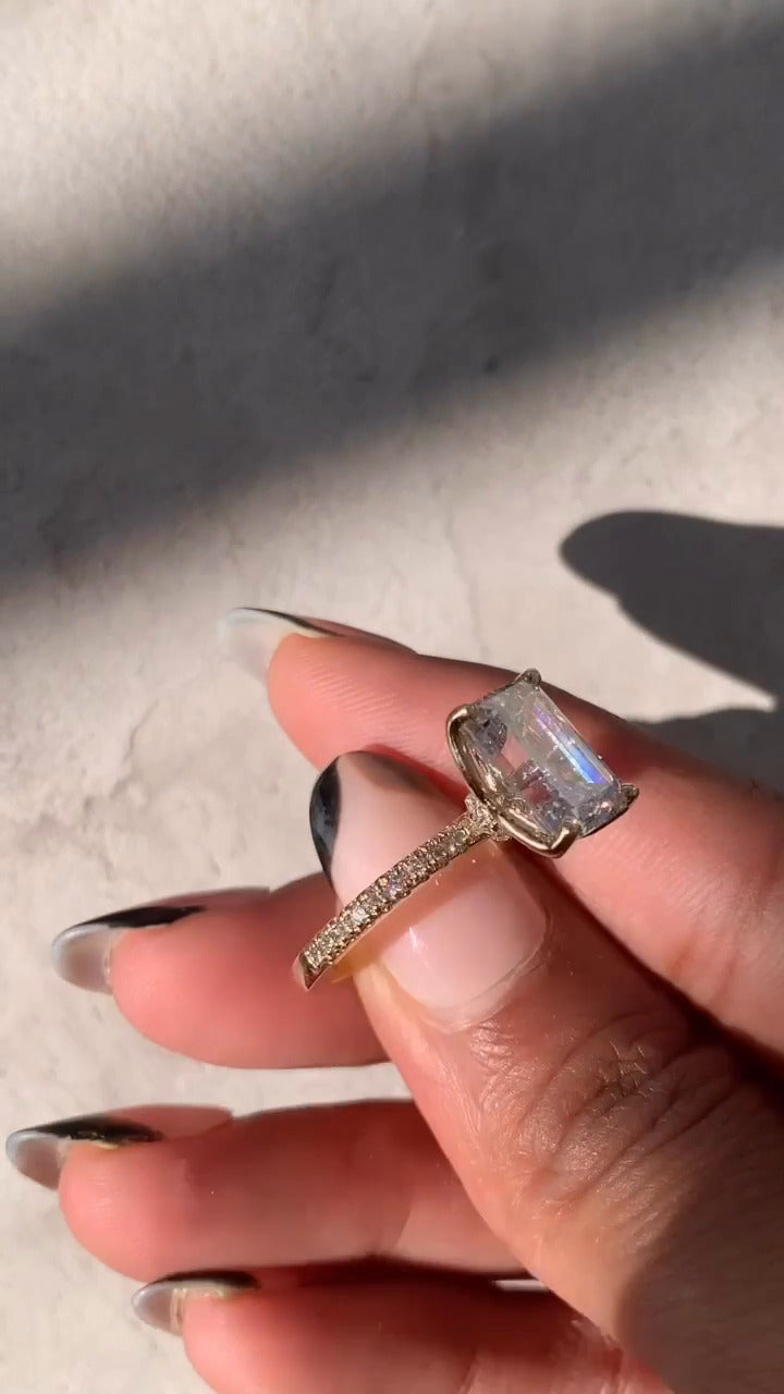 Liviana Emerald Hidden Halo Moissanite Engagement Ring