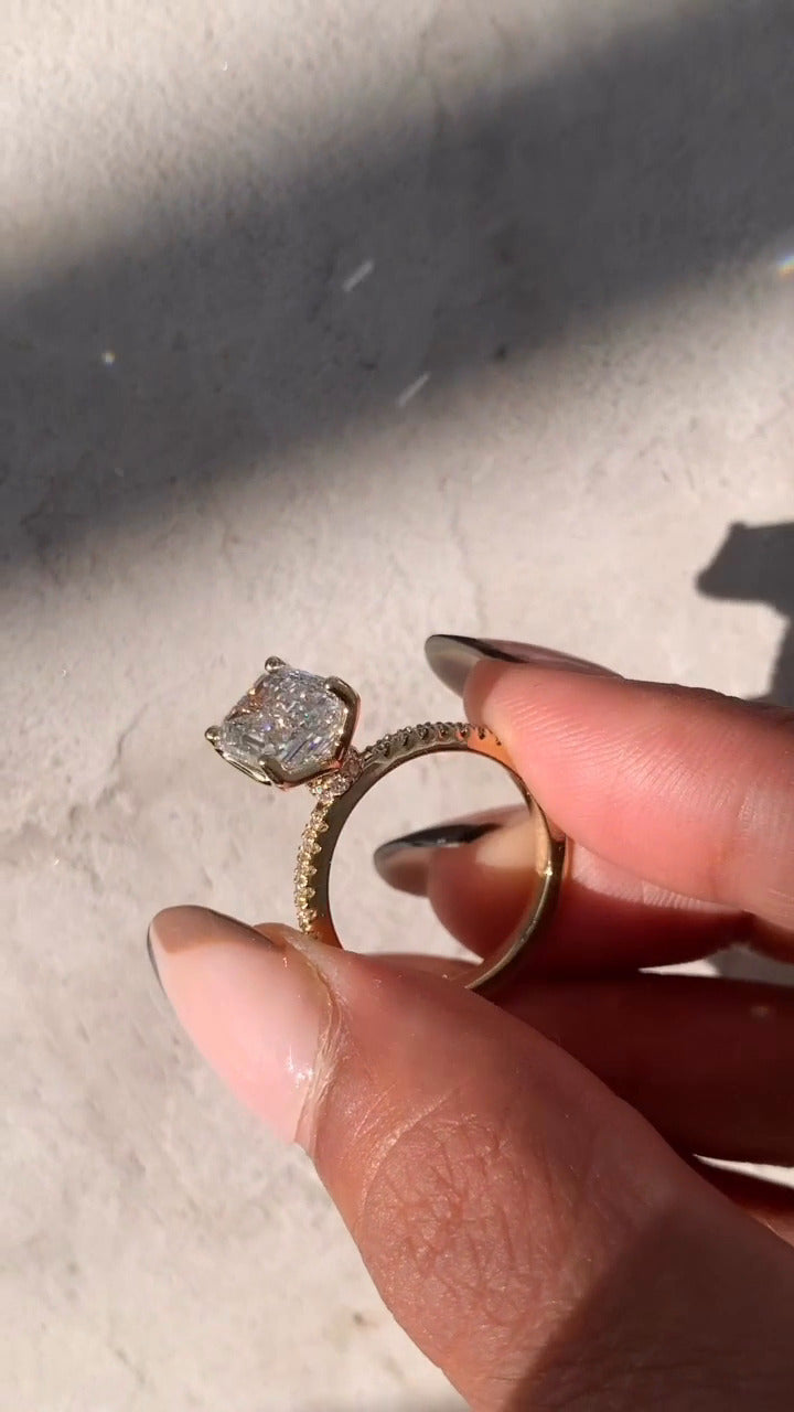 Liviana Emerald Hidden Halo Moissanite Engagement Ring