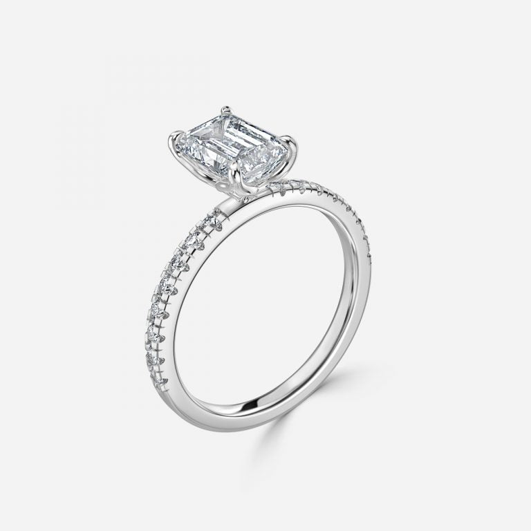 Tamara Emerald Diamond Band Moissanite Engagement Ring