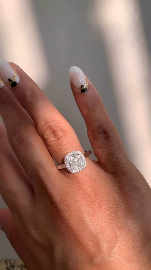 Louisa Cushion Halo Moissanite Engagement Ring