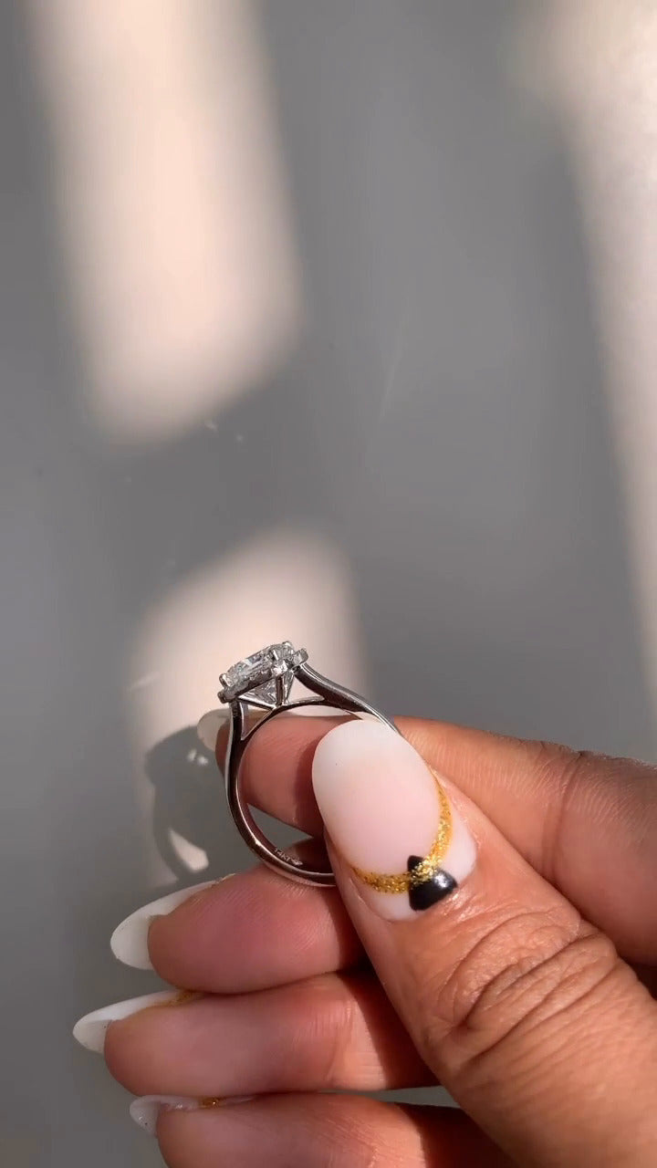 Louisa Cushion Halo Moissanite Engagement Ring