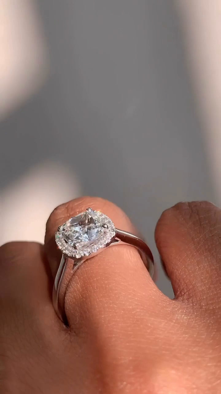 Louisa Cushion Halo Moissanite Engagement Ring