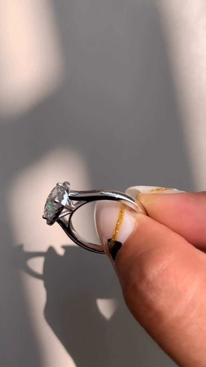 Louisa Cushion Halo Moissanite Engagement Ring