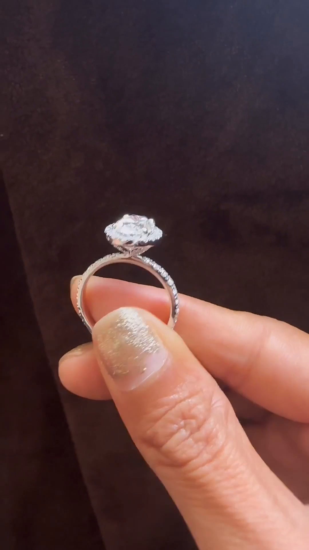 Lucia Oval Halo Moissanite Engagement Ring