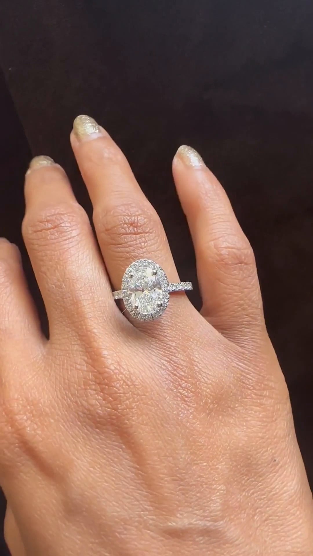 Lucia Oval Halo Moissanite Engagement Ring