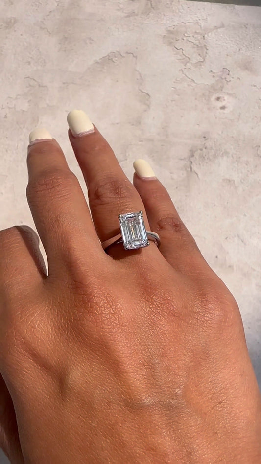 Lyla Emerald Solitaire Moissanite Engagement Ring