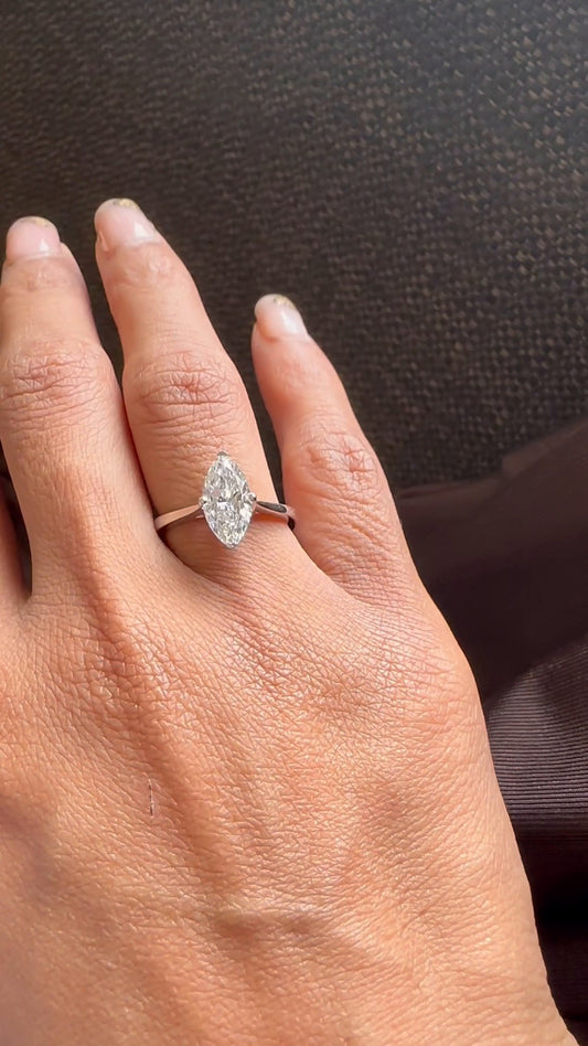 Lyla Marquise Solitaire Moissanite Engagement Ring