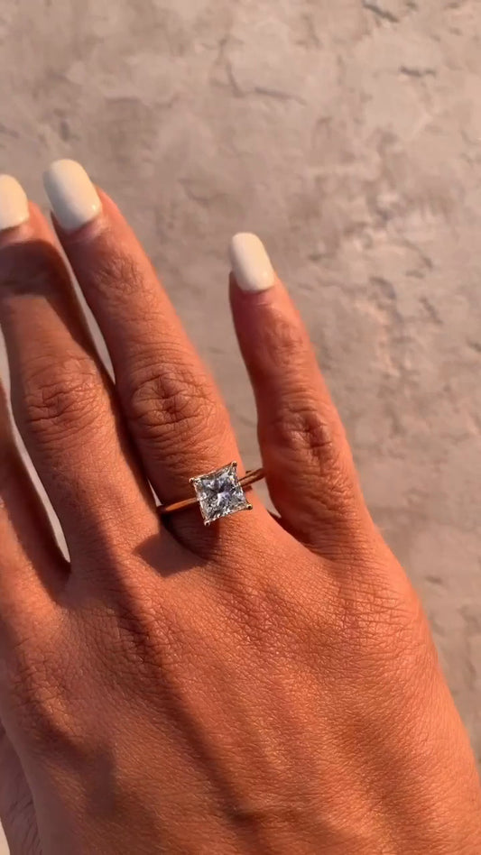 Lyla Princess Solitaire Moissanite Engagement Ring