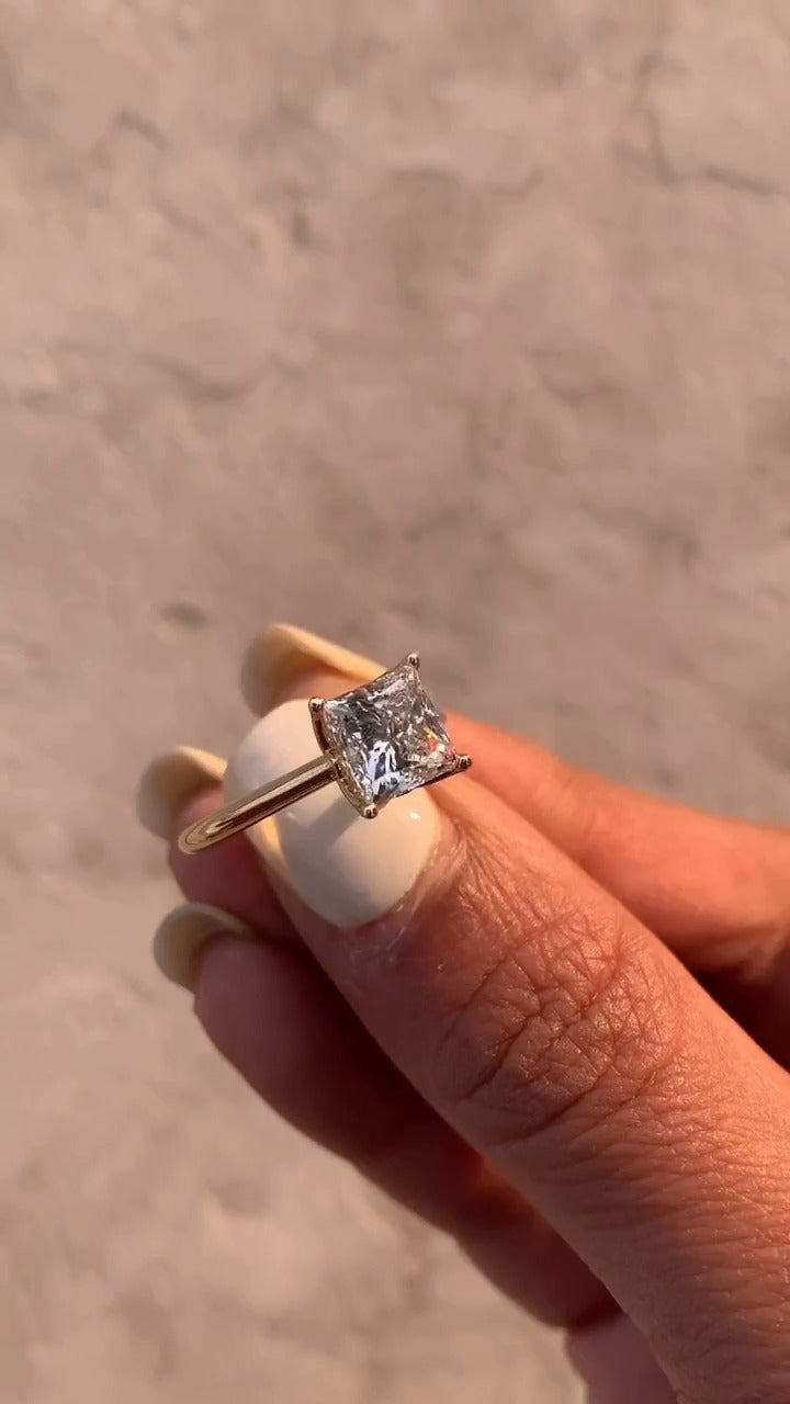 Lyla Princess Solitaire Moissanite Engagement Ring