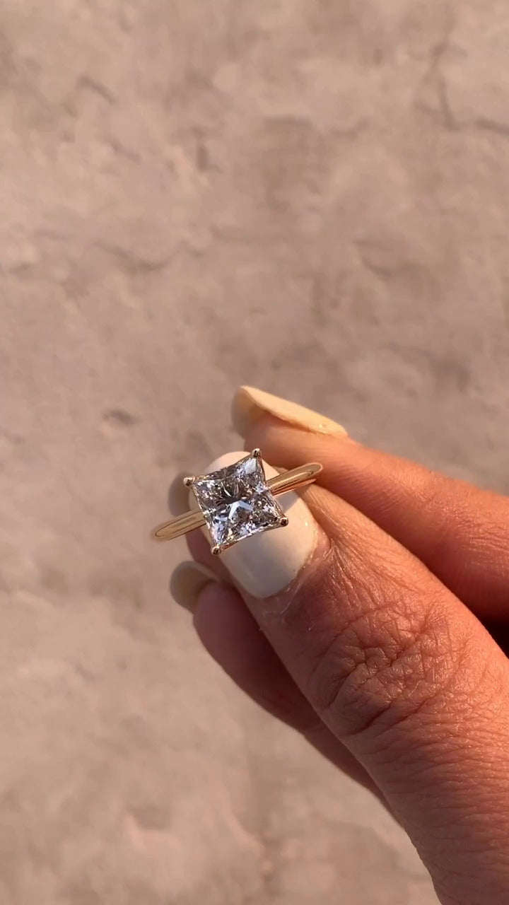 Lyla Princess Solitaire Moissanite Engagement Ring