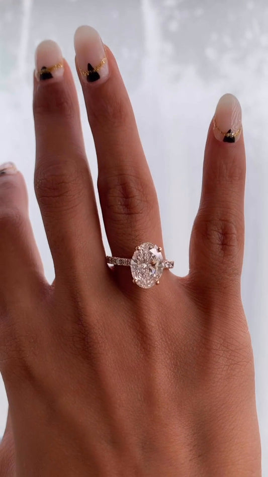 Maeve Oval Diamond Band Moissanite Engagement Ring