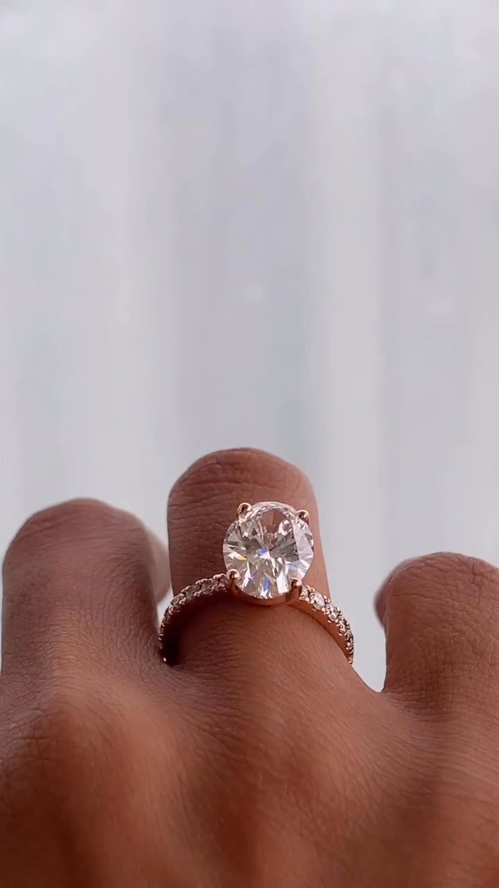 Maeve Oval Diamond Band Moissanite Engagement Ring