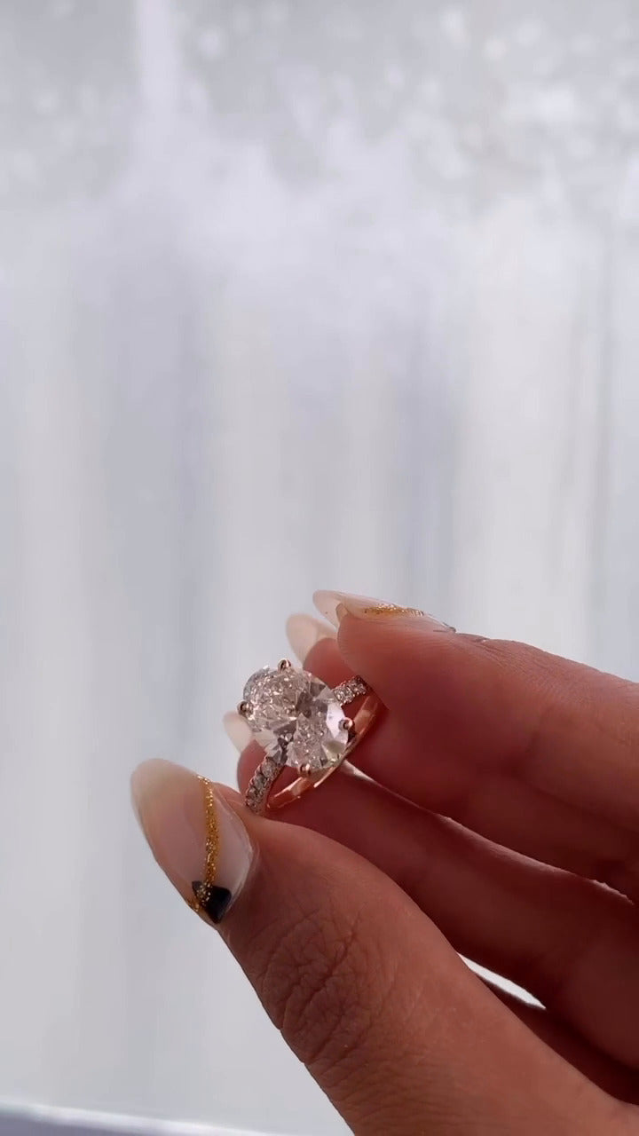 Maeve Oval Diamond Band Moissanite Engagement Ring